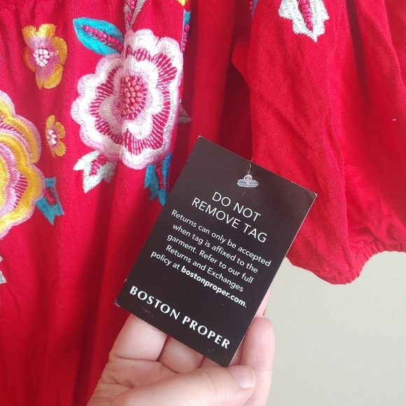 Boston Proper Red Embroidered Jumpsuit - Picture 5 of 5